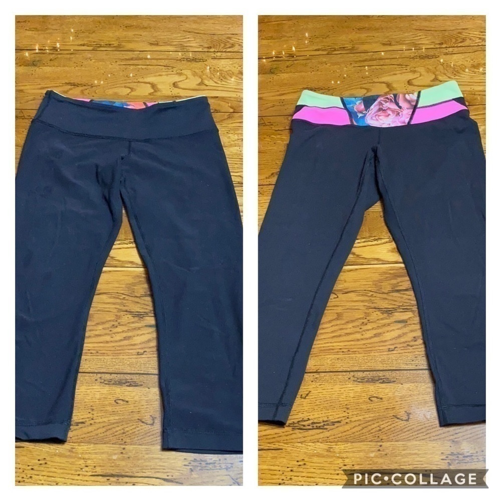 Lululemon Size 6 Bl/Flower Reversible Crop